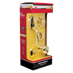 Ace Mayfair Polished Brass Entry Handleset 1-3/4 in.