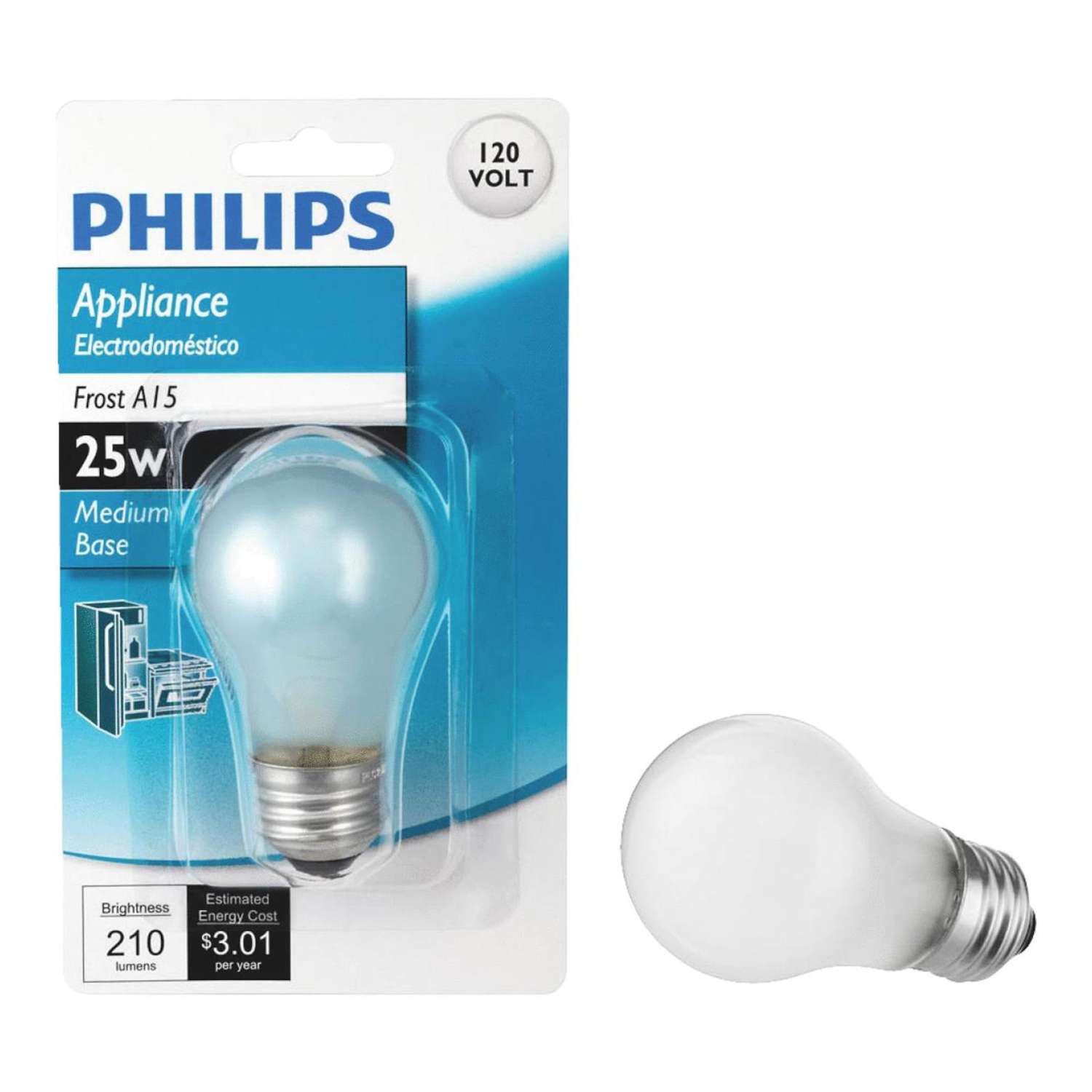 Philips 25 W A15 Appliance Incandescent Bulb E26 (Medium) Soft White 1
