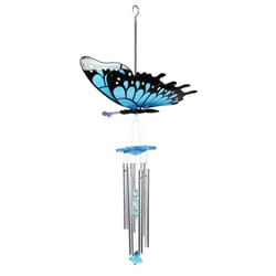 WindyWings Multicolored Plastic 24 in. H X 11 in. L X 9.5 in. W Butterfly Blue Wind Chime