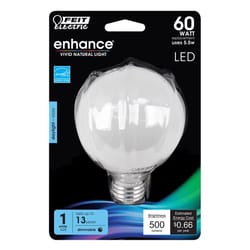 Feit Enhance G25 E26 (Medium) Filament LED Bulb Daylight 60 Watt Equivalence 1 pk