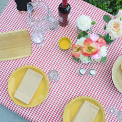 Magic Cover Red/White Checkered Vinyl Disposable Tablecloth 70 in. L X 52 in. W