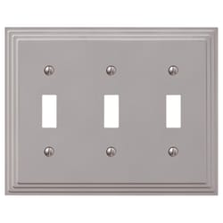 Amerellle Steps Satin Nickel Gray 3 gang Zinc Toggle Wall Plate 1 pk