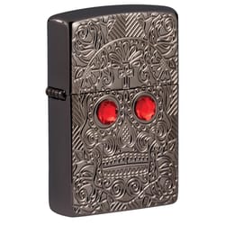 Zippo Black/Silver Armor Crystal Skull Lighter 1 pk