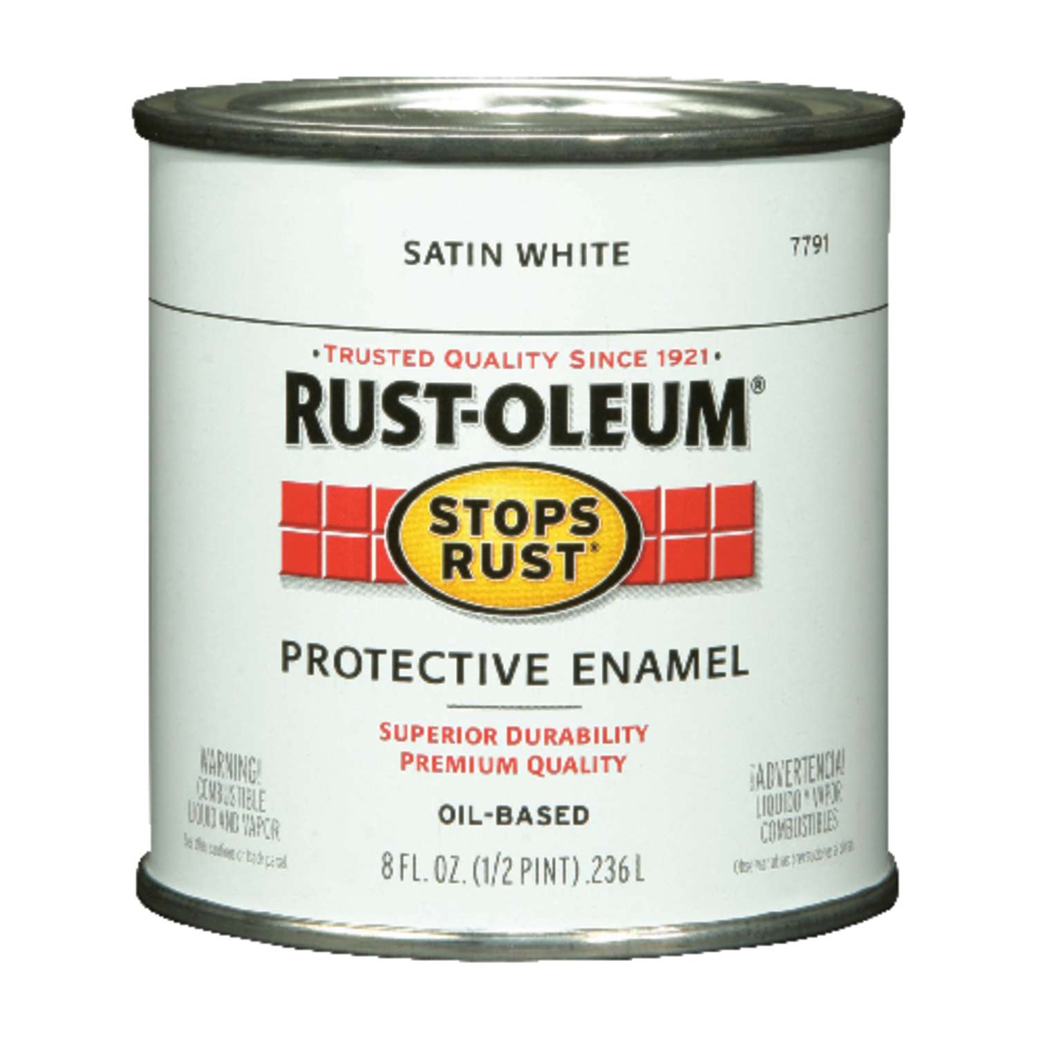 RustOleum Stops Rust Satin White OilBased Exterior and Interior 0.5
