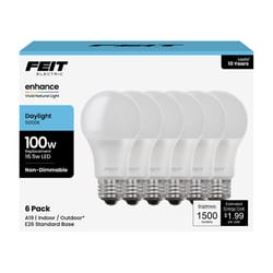 Feit Enhance A21 E26 (Medium) LED Bulb Daylight 100 Watt Equivalence 6 pk