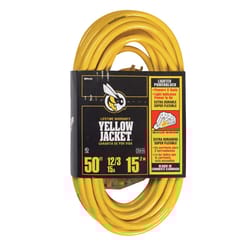 Yellow Jacket Indoor or Outdoor 50 ft. L Yellow Triple Outlet Cord 12/3 SJTW