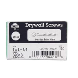 HILLMAN No. 6 Ga. X 2-1/4 in. L Phillips Fine Drywall Screws 100 pk