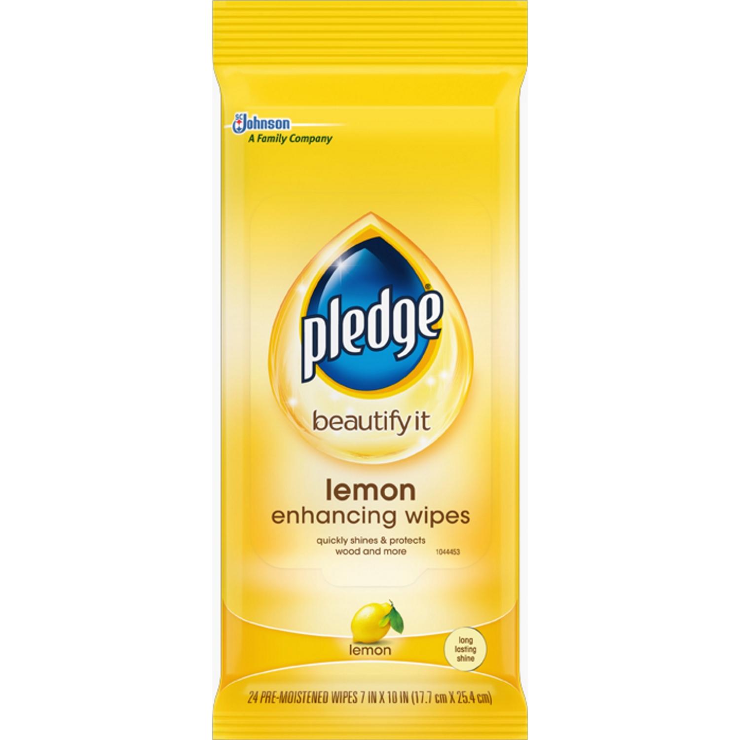 Pledge Multi-Surface Furniture Polish Wipes, Works on Wood, Granite, and Leather, Cleans and Protects, Fresh Citrus - Pack of 4 (100 Total Wipes)