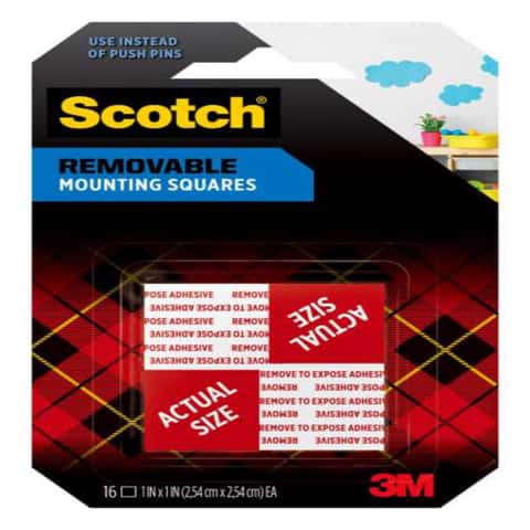Scotch 111 Mounting Square, 1 in L, 1 in W, White