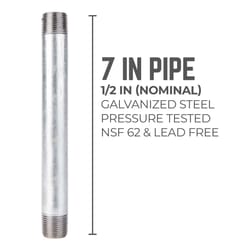 STZ Industries 1/2 in. MIP each X 1/2 in. D MIP Galvanized Steel 7 in. L Nipple