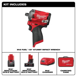 Milwaukee 12V M12 FUEL 1/2 in. Cordless Brushless Stubby Impact Wrench Kit (Battery &amp; Charger)