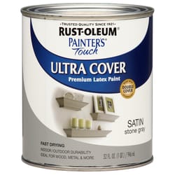 Rust-Oleum Painters Touch Satin Stone Gray Water-Based Ultra Cover Paint Exterior and Interior 1 qt