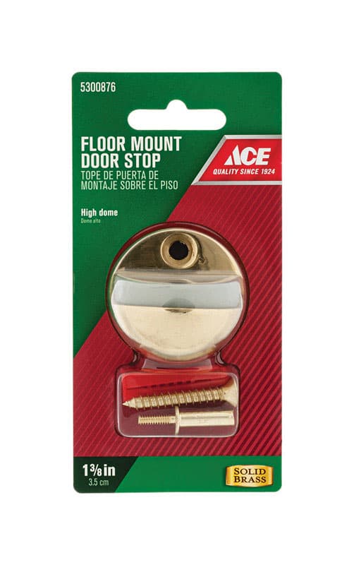 Ace Solid Brass w/Rubber Stop Gold Door Stop Mounts to floor - 01-3028-443 - Hardware  sku 01-3028-443