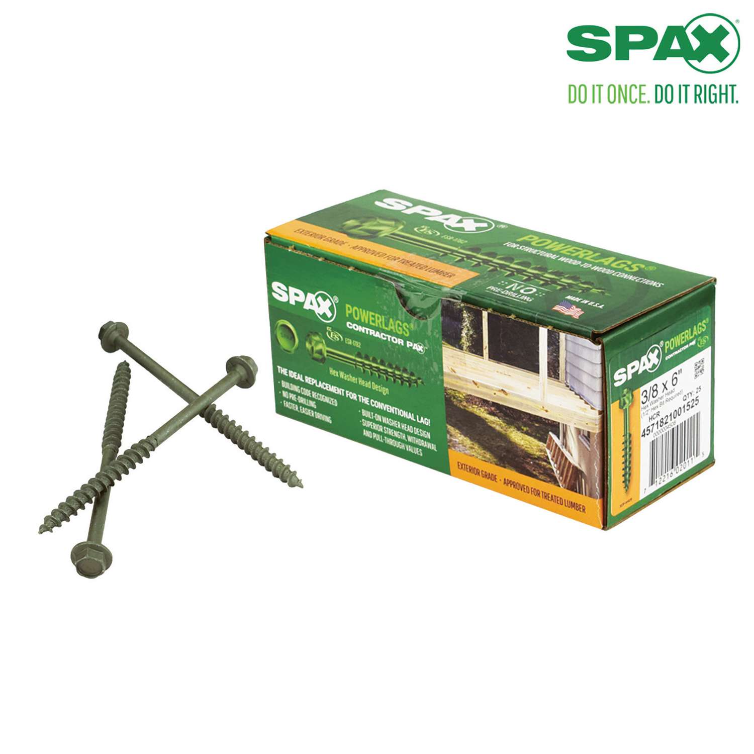 Spax Powerlags 3/8 in. in. X 6 in. L Hex Drive Hex Washer Head