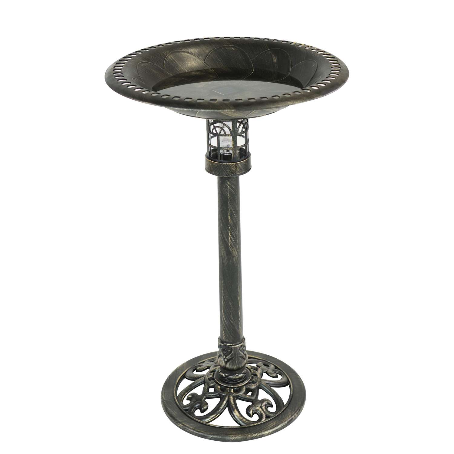 SunRay Bronze 32.25 in. Beacon Point Solar Lighted Bird Bath Ace