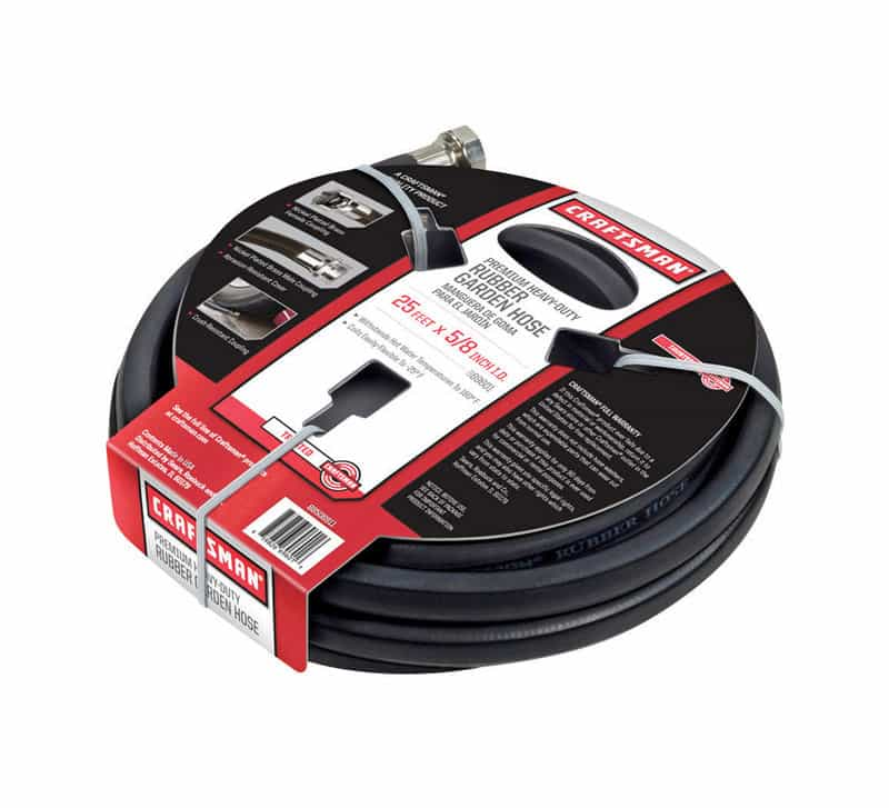 Craftsman 5 8 In Dia X 25 Ft L Premium Grade Black Rubber Hose