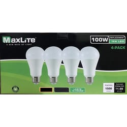 MaxLite A19 E26 (Medium) LED Bulb Daylight 100 Watt Equivalence 4 pk