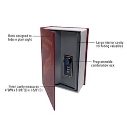 Lucky Line Combination Lock Burgundy Book Safe