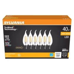 Sylvania Truwave B10 E12 (Candelabra) LED Bulb Soft White 40 Watt Equivalence 6 pk