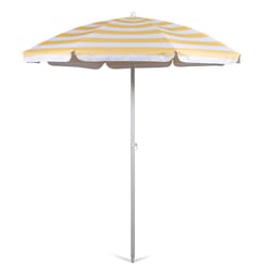 Oniva Portable Beach Yellow Cabana Stripe 66 in. D Umbrella