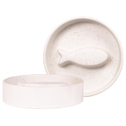 Pet Shop by Fringe Studio White Fish Ceramic 1.5 cups Slow Feeder For Dogs