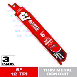 Diablo Amped 6 in. Carbide Tipped Reciprocating Saw Blade 12 TPI 3 pk