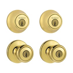 Kwikset Tylo Polished Brass Double Entry Door Kit 1-3/4 in.