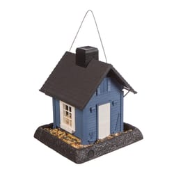 North States Blue Cottage Wild Bird 5 lb Plastic Hopper Bird Feeder 4 ports