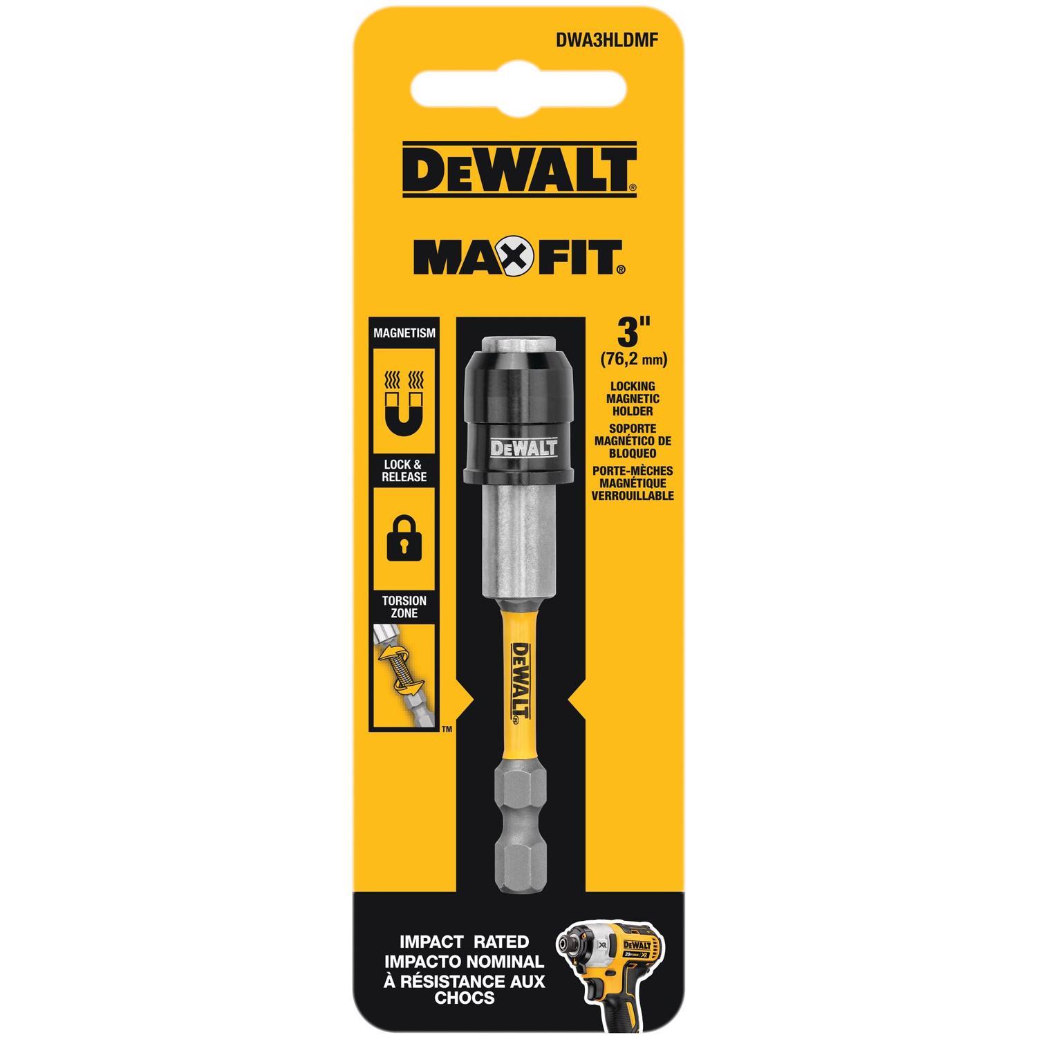 DeWalt Max Fit 3 in. Steel Magnetic Bit Holder 1 4 in. Hex Shank 1 pc Mfr DWA3HLDMF Ace Hardware