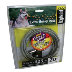 PDQ Silver Tie-Out Vinyl Coated Cable Dog Tie Out X-Large