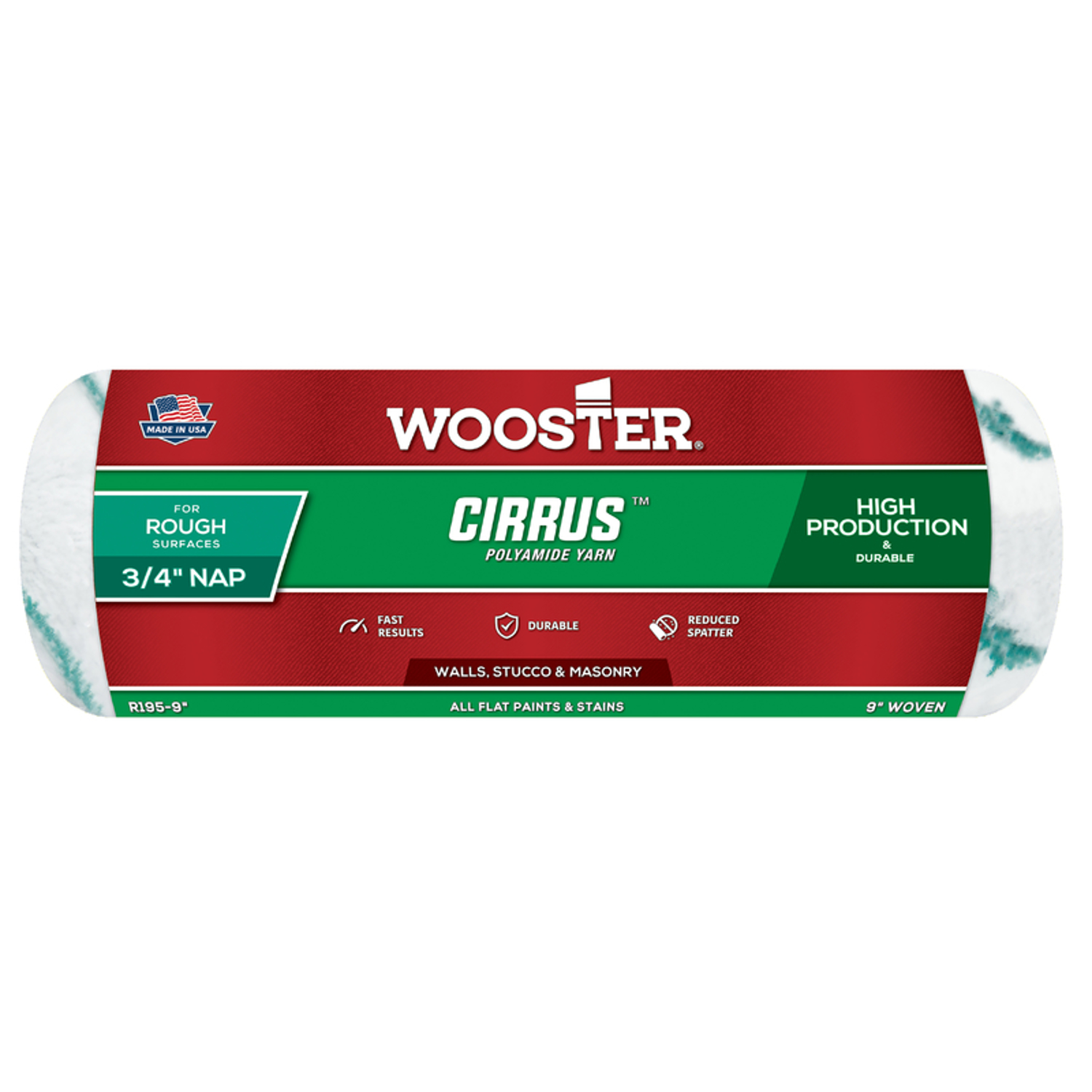 Photos - Putty Knife / Painting Tool Wooster Cirrus Yarn 9 in. W X 3/4 in. Regular Paint Roller Cover 1 pk R195