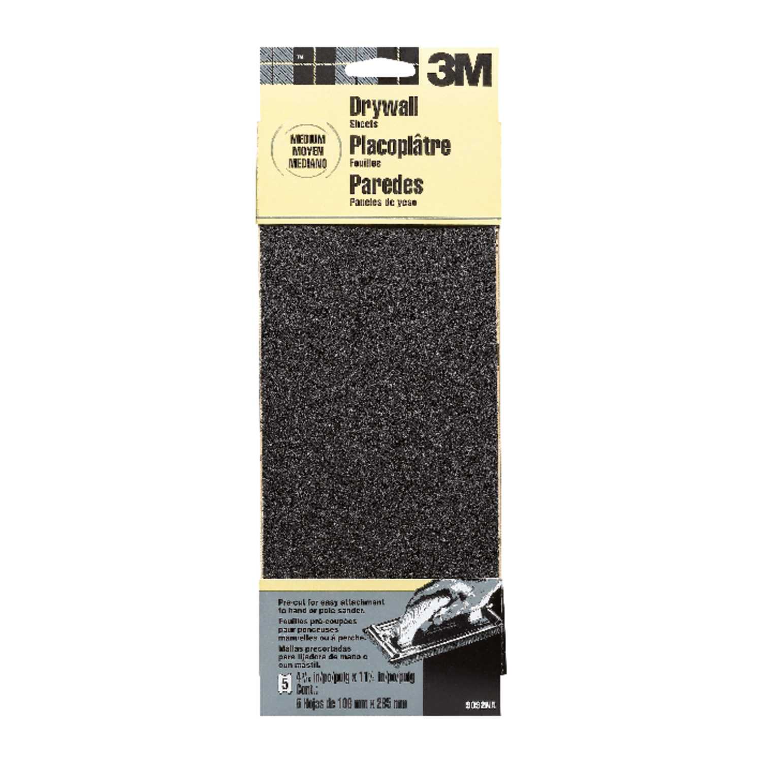 3M 111/4 in. L x 43/16 in. W 100 Grit Silicon Carbide Sandpaper 5 pk