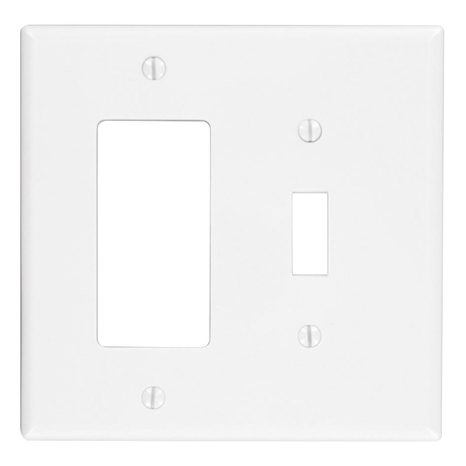 Leviton White 2 gang Thermoplastic Nylon Decora/Toggle Wall Plate 1 pk - 002-PJ126-00W - Electrical Switches  sku 002-PJ126-00W