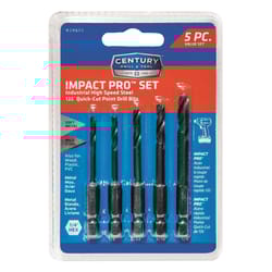 Century Drill & Tool Impact Pro Steel Drill Bit Set Quick-Change Hex Shank 5 pc