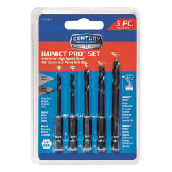 Century Drill & Tool Impact Pro Steel Drill Bit Set Quick-Change Hex Shank 5 pc