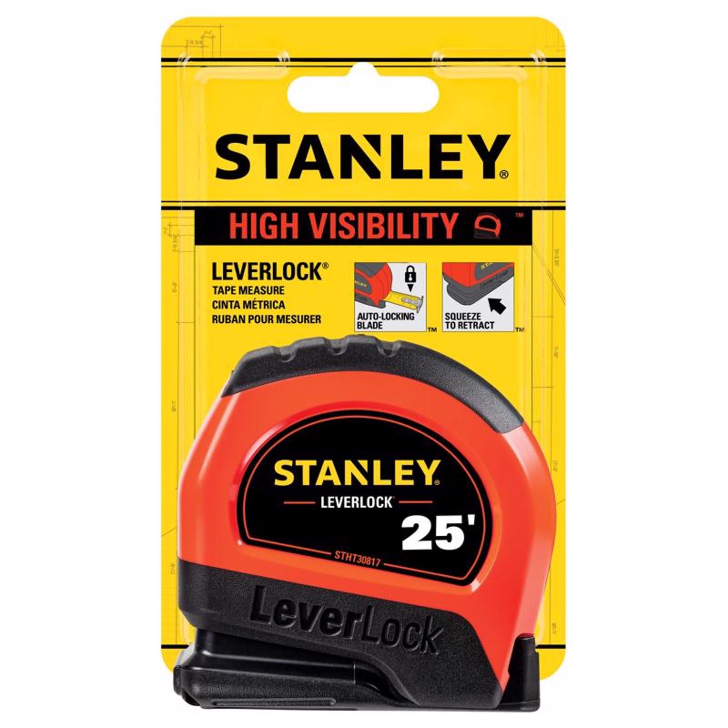 Photos - Tape Measure and Surveyor Tape Stanley LeverLock 25 ft. L X 1 in. W Tape Measure 1 pk STHT30817S 