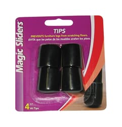 Magic Sliders Vinyl Leg Tip Black Round 1 in. W 4 pk