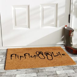 Home & More 1.42 W X 2.42 L Multi-color Flip Flop Life Coir Door Mat