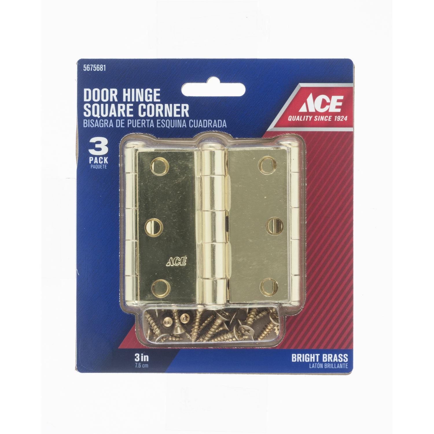 Ace 3 in. L Bright Brass Door Hinge 3 pk - 01-3550-300 - Hardware Accessories  sku 01-3550-300