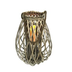 Infinity 29.53 in. Wood Willow Gray Flameless Lantern