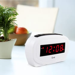 La Crosse Technology Equity 1.85 in. White Alarm Clock LED Plug-In