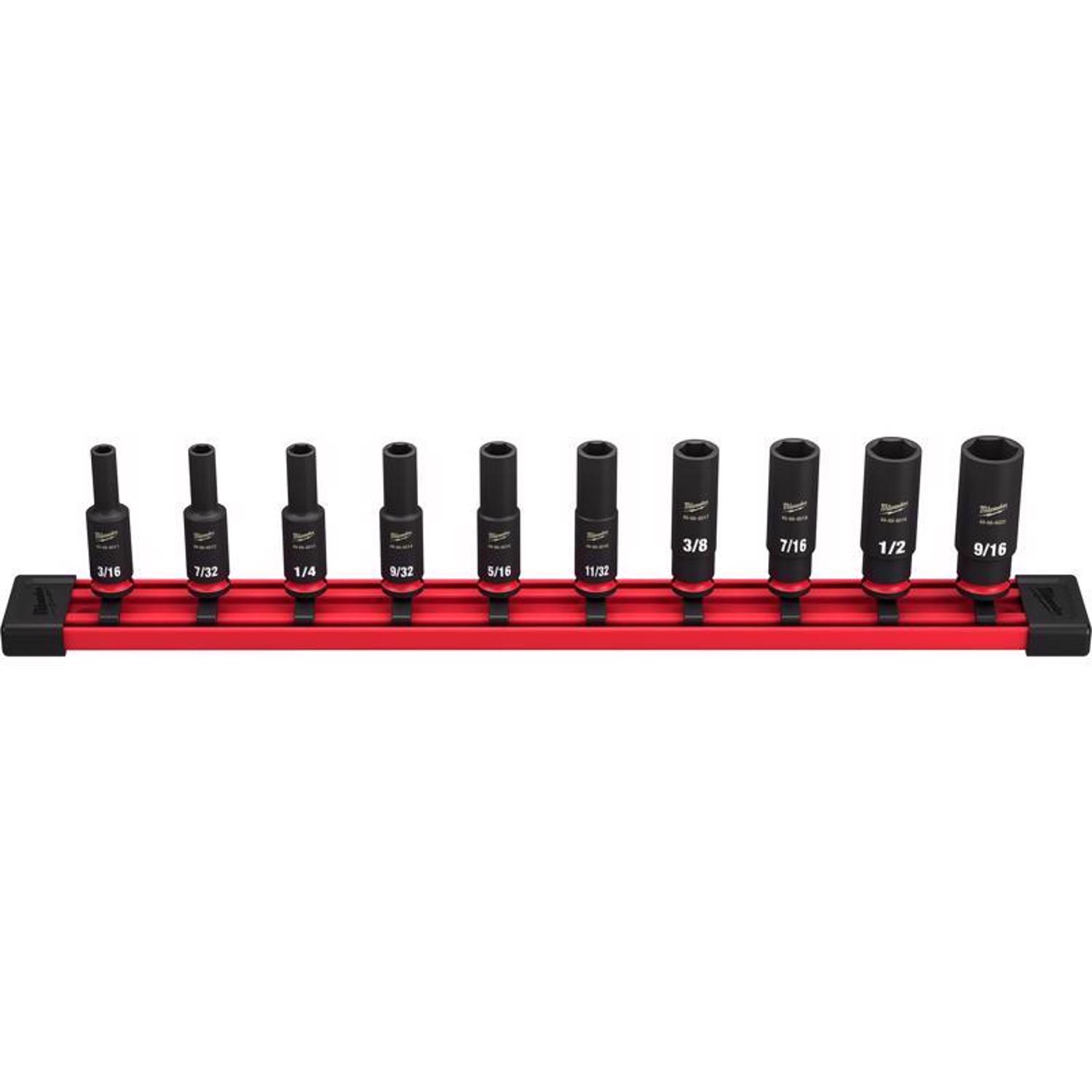 Photos - Bits / Sockets Milwaukee Shockwave 1/4 in. drive SAE 6 Point Impact Rated Deep Socket Set 