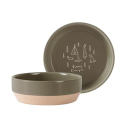 Pet Shop by Fringe Studio Green Happy Camper Ceramic Medium Pet Bowl