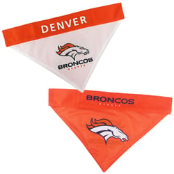 Pets First Orange/White Denver Broncos Cotton/Nylon Dog Collar Bandana Small/Medium