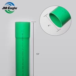 JM Eagle PVC Sewer Main 4 in. D X 10 ft. L Bell 0 psi