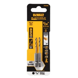 DeWalt Black & Gold 3/32 in. High Speed Steel Impact Ready Drill Bit Hex Shank 2 pc