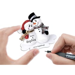 PolarX Personalized Multicolored We are Expecting Snowman Couple Ornament
