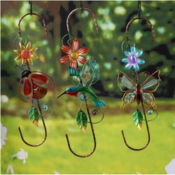 Meadow Creek Assorted Glass/Iron 15.35 in. H Decorative Garden Hooks Outdoor Decoration