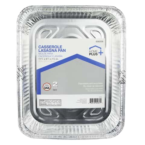 Home Plus Durable Foil 10-5/8 in. W X 14-7/16 in. L Lasagna Pan Silver 2 pc  - Ace Hardware