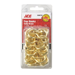 Ace Small Bright Brass Brass 1.875 in. L Cup Hook 30 lb 40 pk
